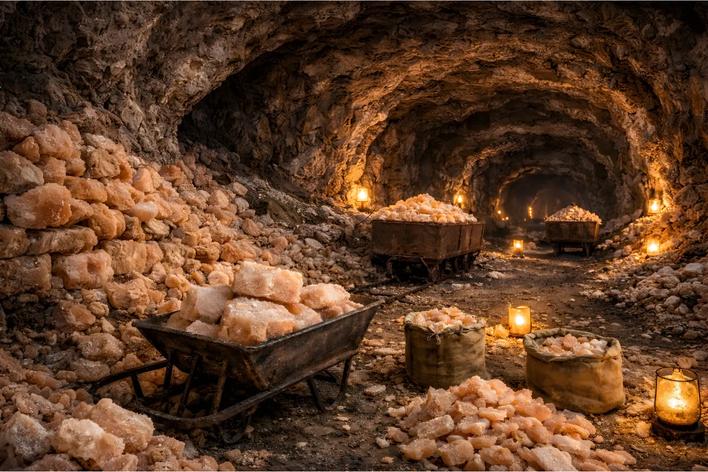 Raw Himalayan salt at the source
